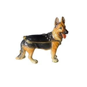 NIB Kingsport designs | hand painted German shepherd trinket with necklace